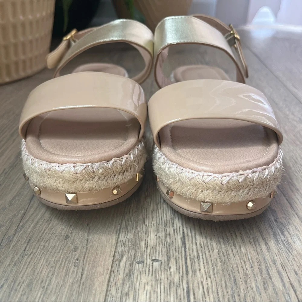 Studded‎ Espadrilles Tan Gold Via Luna Sz 8.5 Sz 39 Boho Beach